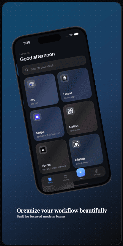 App Store ready slide with headline and device mockup